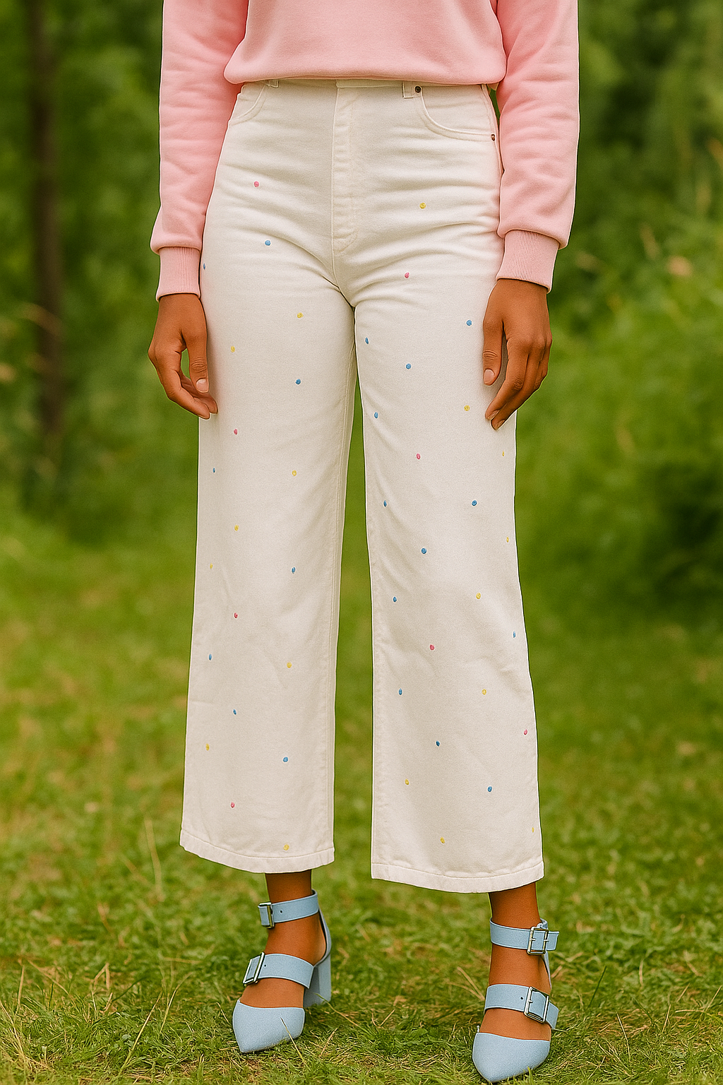 pantalon droit à taille haut